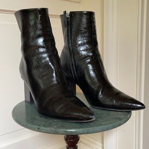Freda Salvador Ponty Heel Embossed Croc Bootie